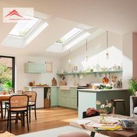 Ventanas VELUX Integra giratoria de poliuretano blanco en cocina - Las Mejores Ventanas de Tejado